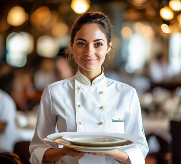服务员的风采，服务中的坚守与担当